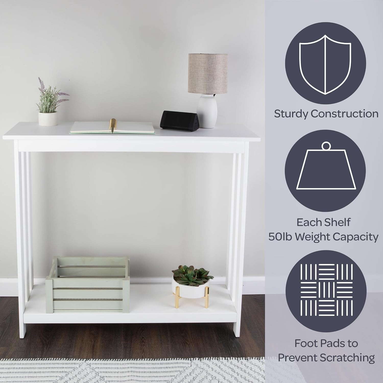 image:imageSlim Console Table 39in x 118in Narrow Entryway Table 2Tier Sofa Table with Open Storage Shelf Console Tables for Entryway Hallway and Foyer Living Room Furniture by Lavish Home BlackWhite