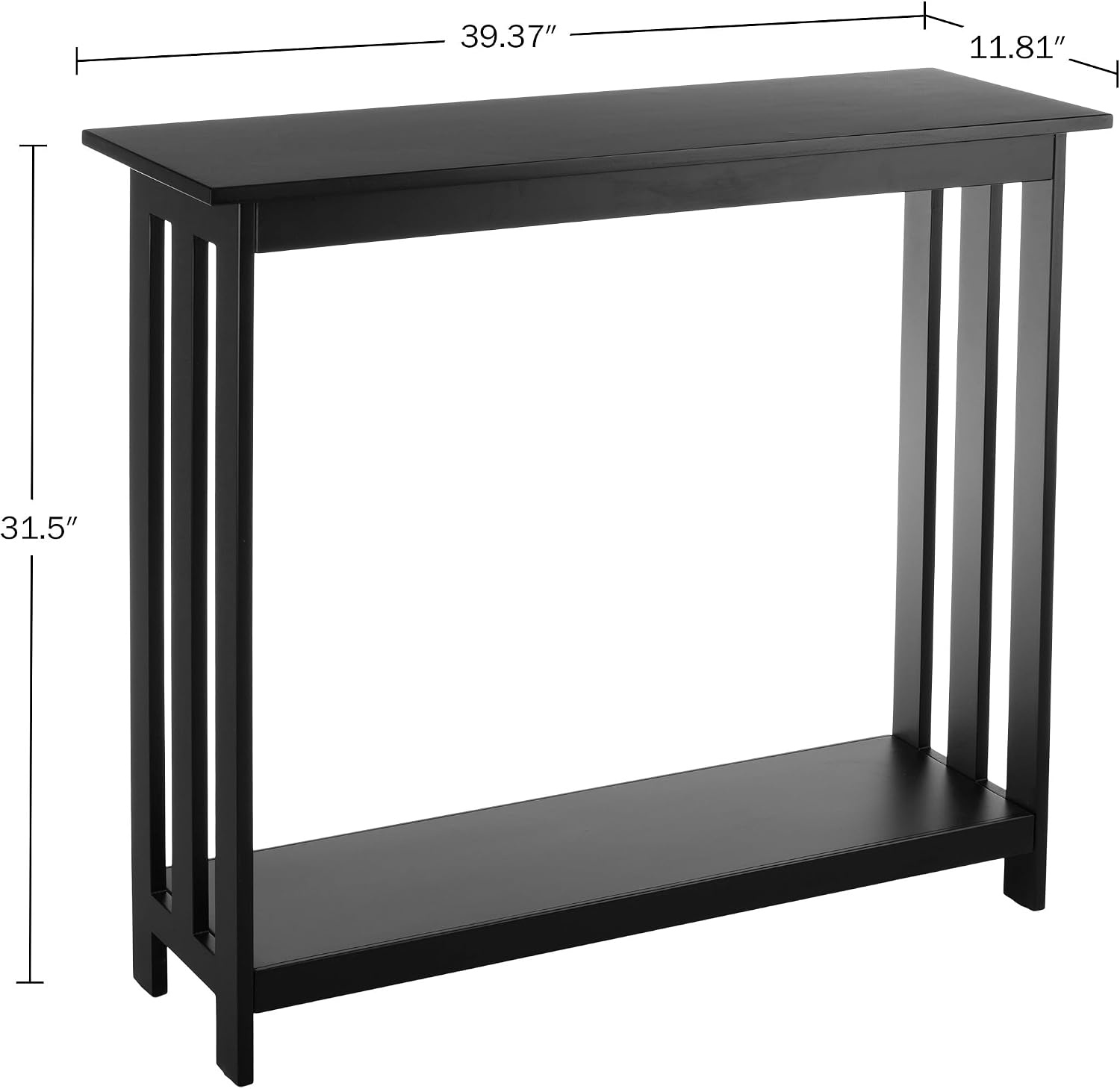 image:imageSlim Console Table 39in x 118in Narrow Entryway Table 2Tier Sofa Table with Open Storage Shelf Console Tables for Entryway Hallway and Foyer Living Room Furniture by Lavish Home BlackBlack