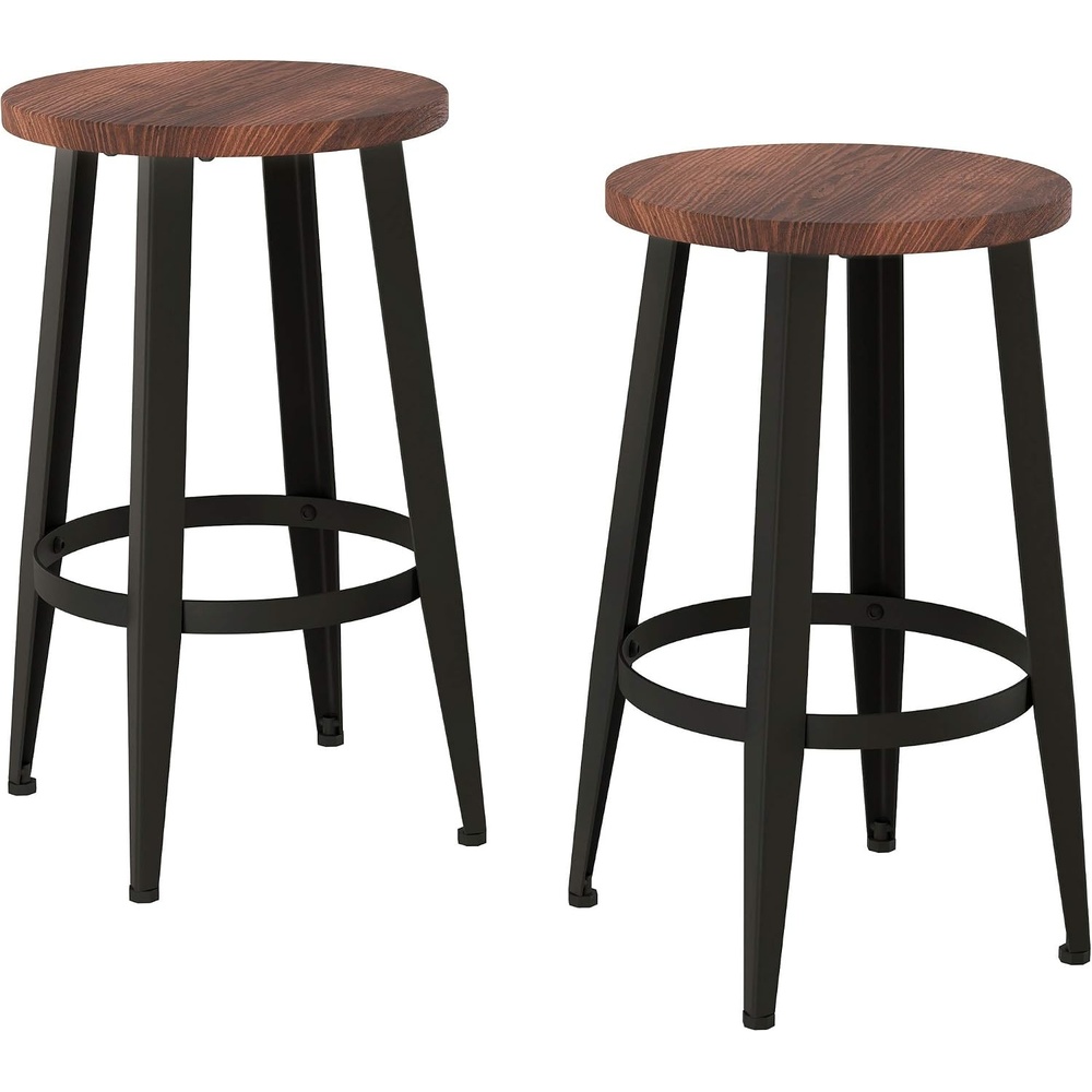 image:imageHome Lavish Counter Height StoolsBackless Kitchen or Dining Room Metal Base Wood Seat Modern Farmhouse Accent Furniture Set of 2
