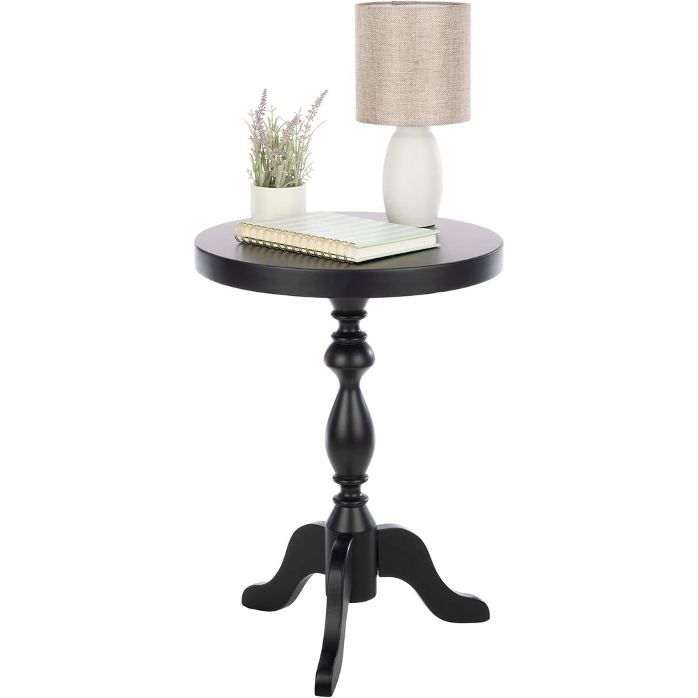 image:imageLavish Home Pedestal Side Table Black 1575 x 22  Round End Table with Vintage Look  Accent Furniture for Living Room Bedroom Office or EntrywayBlack