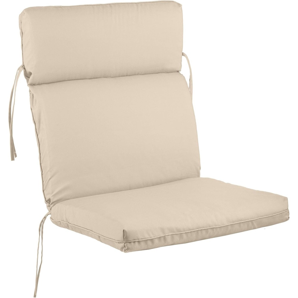 image:imageOutdoor Chair Cushion 45x215x3in High Back Outdoor Chair Cushions for Patio Furniture Rocking Adirondack or Dining Seats Water Fade and UVProtected Fabric with Ties by Lavish Home GrayTan