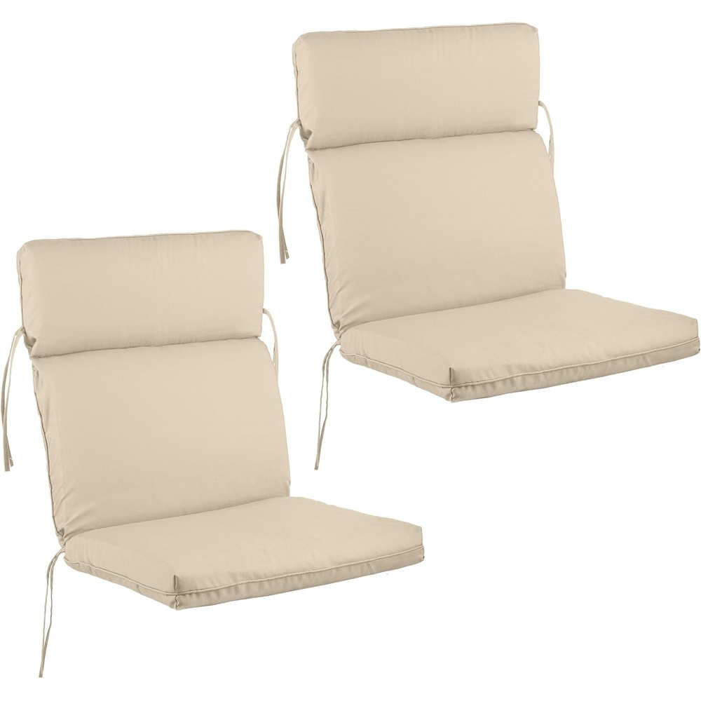 image:imageOutdoor Chair Cushions Set of 245x215x3in High Back Outdoor Cushions for Patio Furniture Rocking Adirondack or Dining Seats Water Fade and UVResistant Pads with Ties by Lavish Home TanTan