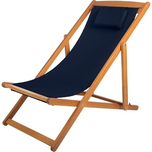 Beach Lounge Chair – Adjustable Height Reclining Sling Chair – Portable Wood Folding Chairs – Folding Lounge Chairs for Outside, Patio, Balcony, or Camping – Outdoor Furniture by Lavish Home (Blue)(Blue)