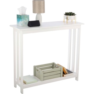 Slim Console Table – 39in x 11.8in Narrow Entryway Table – 2-Tier Sofa Table with Open Storage Shelf – Console Tables for Entryway, Hallway, and Foyer – Living Room Furniture by Lavish Home (Black)(White)