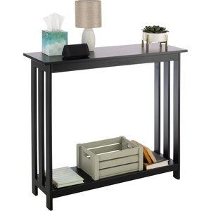 Slim Console Table – 39in x 11.8in Narrow Entryway Table – 2-Tier Sofa Table with Open Storage Shelf – Console Tables for Entryway, Hallway, and Foyer – Living Room Furniture by Lavish Home (Black)(Black)