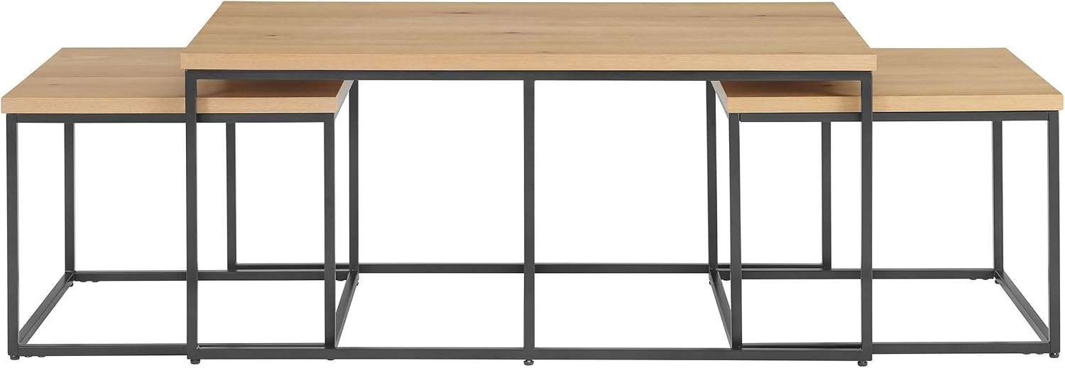 image:imageLavish Home Nesting Tables Oak Set of 2 21x15x2419x14x21 End Tables for Living Room Bedroom or Home Office Set with Wooden Tops and Metal Bases Modern Living Room Furniture3Piece Set