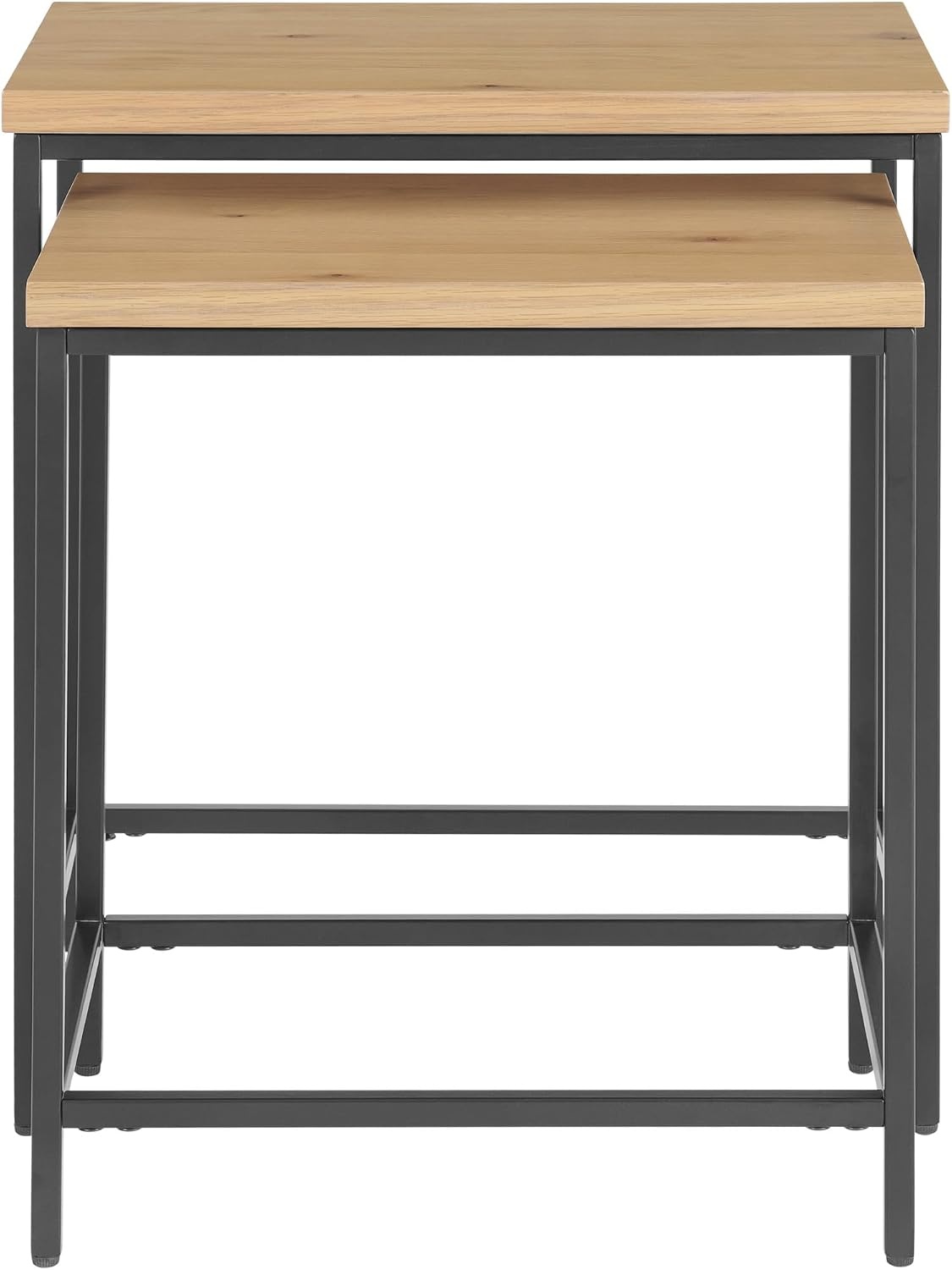 image:imageLavish Home Nesting Tables Oak Set of 2 21x15x2419x14x21 End Tables for Living Room Bedroom or Home Office Set with Wooden Tops and Metal Bases Modern Living Room Furniture2Piece Set