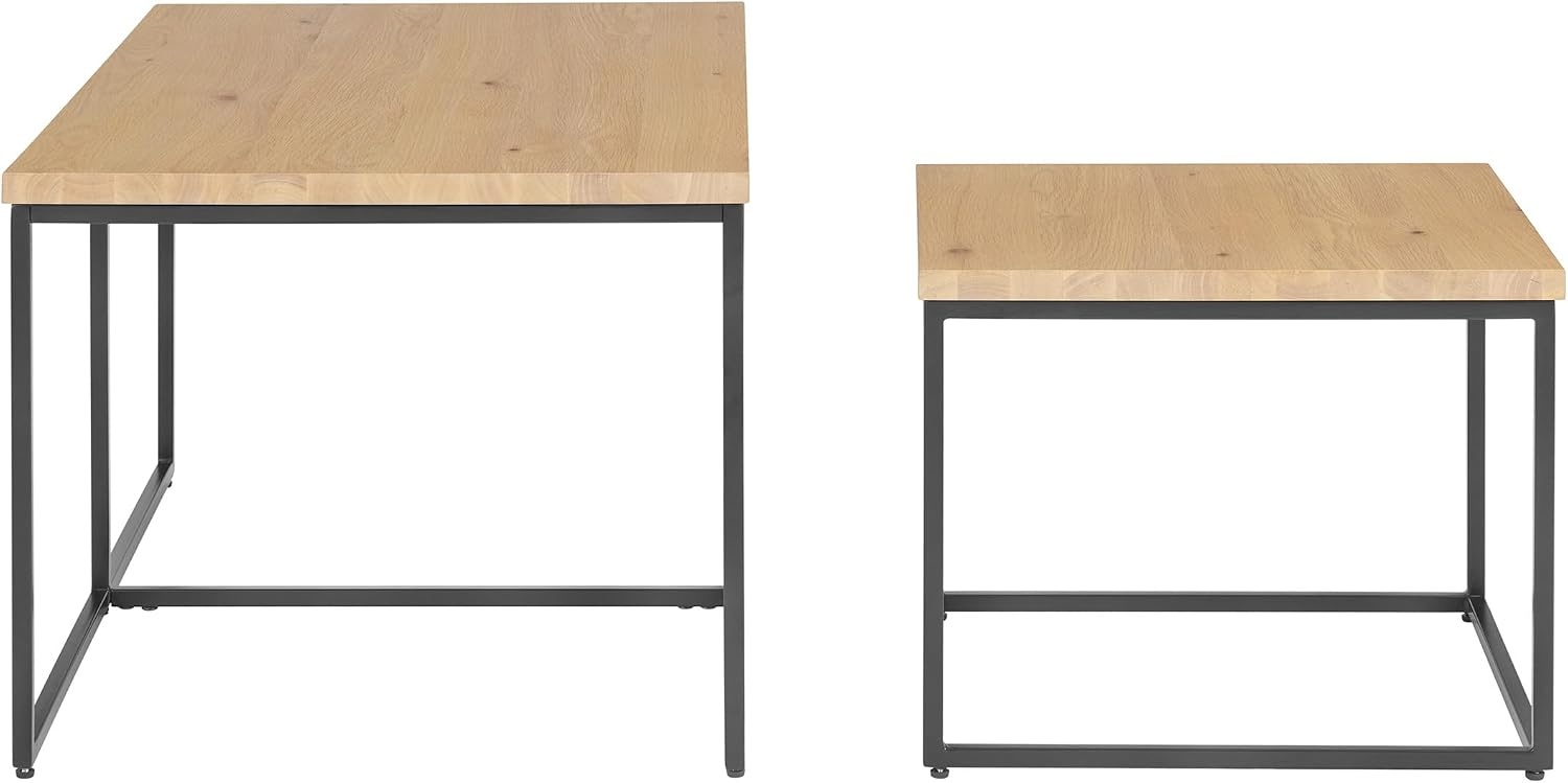 image:imageLavish Home Nesting Tables Oak Set of 2 21x15x2419x14x21 End Tables for Living Room Bedroom or Home Office Set with Wooden Tops and Metal Bases Modern Living Room Furniture3Piece Set
