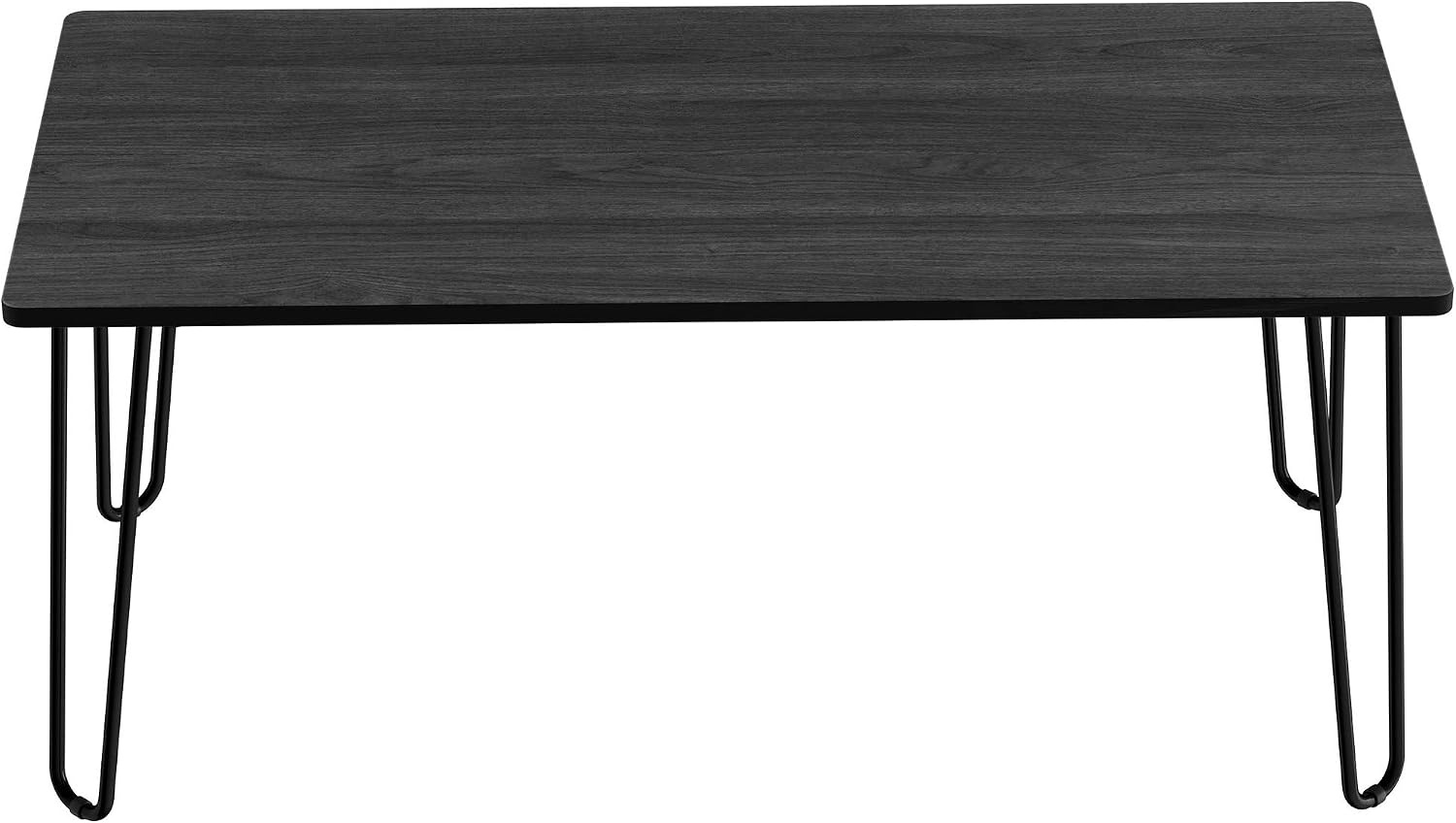 image:imageLavish Home Small Space Coffee Table with Hairpin Legs Minimalist Industrial Living Room Table with WoodgrainLook Top and Steel Legs GrayBlack Woodgrain