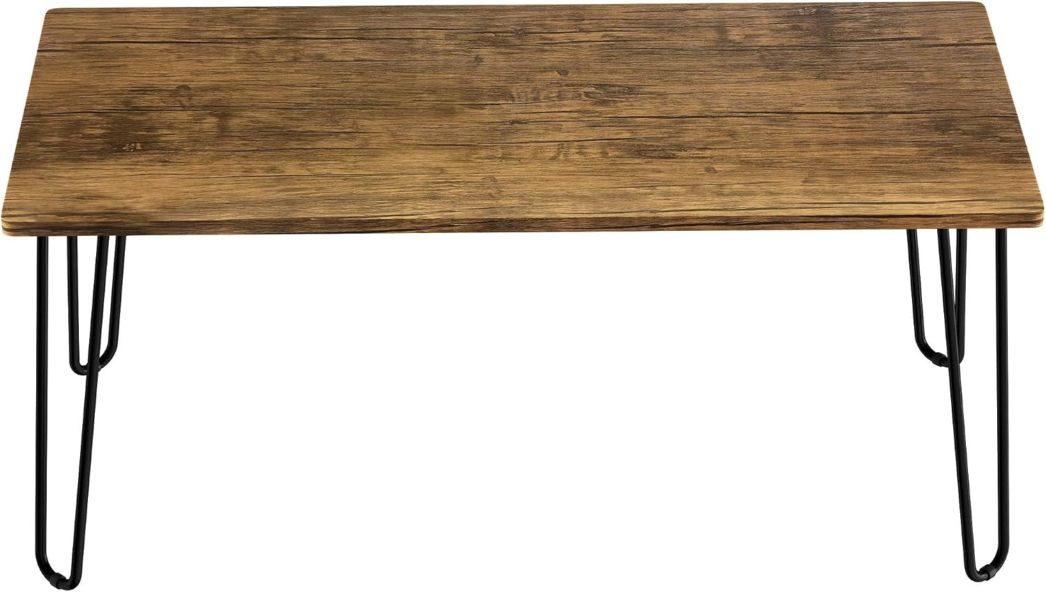 image:imageLavish Home Small Space Coffee Table with Hairpin Legs Minimalist Industrial Living Room Table with WoodgrainLook Top and Steel Legs GrayBrown Woodgrain