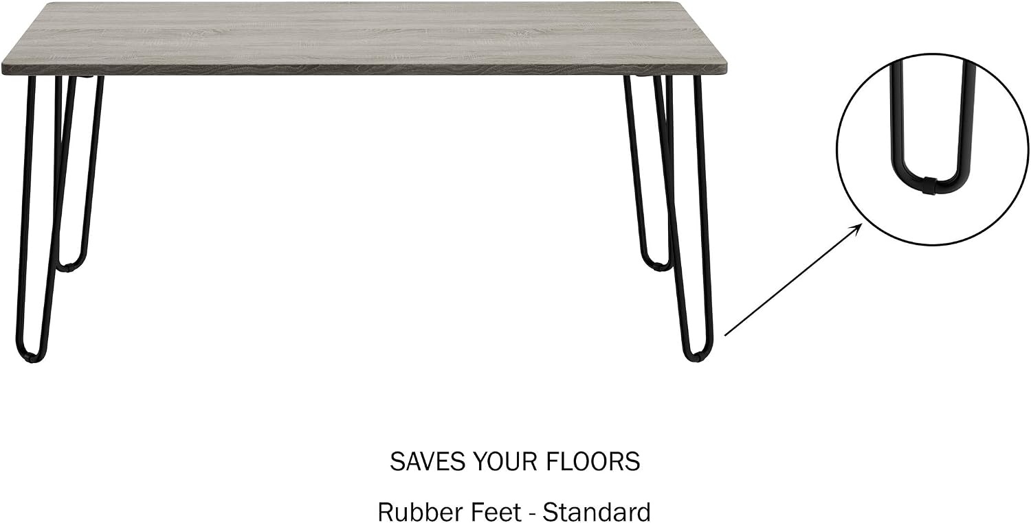 image:imageLavish Home Small Space Coffee Table with Hairpin Legs Minimalist Industrial Living Room Table with WoodgrainLook Top and Steel Legs GrayGray Woodgrain