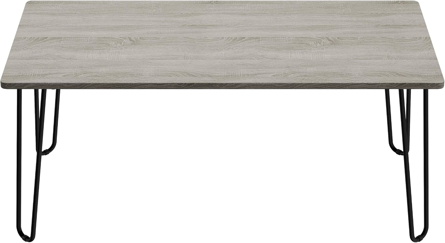 image:imageLavish Home Small Space Coffee Table with Hairpin Legs Minimalist Industrial Living Room Table with WoodgrainLook Top and Steel Legs GrayGray Woodgrain