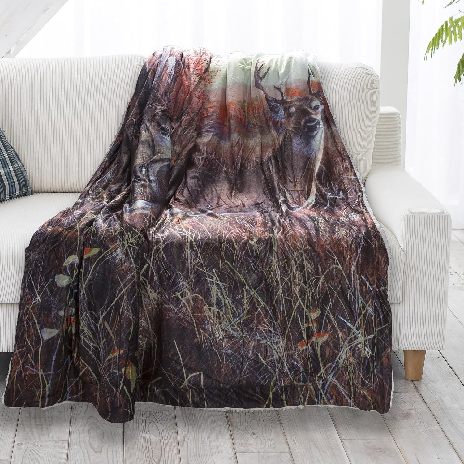 image:imageLavish Home Sherpa Fleece Throw Blanket Deer Patterned 50 x 60Deer Print