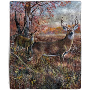 Lavish Home Sherpa Fleece Throw Blanket, Deer Patterned, 50” x 60”(Deer Print)