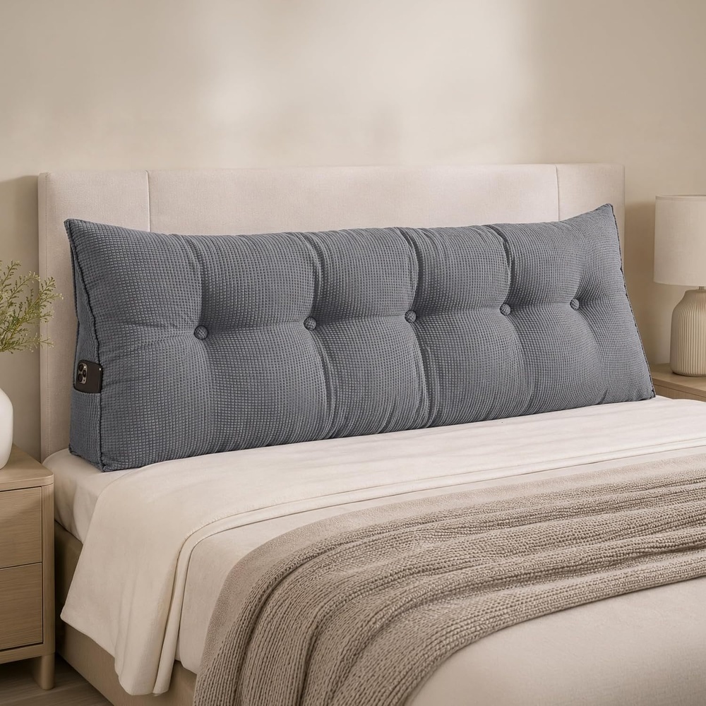 image:imageLavish Home Triangle Headboard Pillow Queen Gray 59 x 196Queen