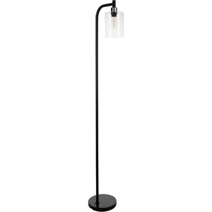 Lavish Home Floor Lamp – 65-Inch-Tall Modern Floor Lamp with Glass Shade and LED Edison Bulb – Bedroom, Home Office, or Living Room Decor (Black)(Black)