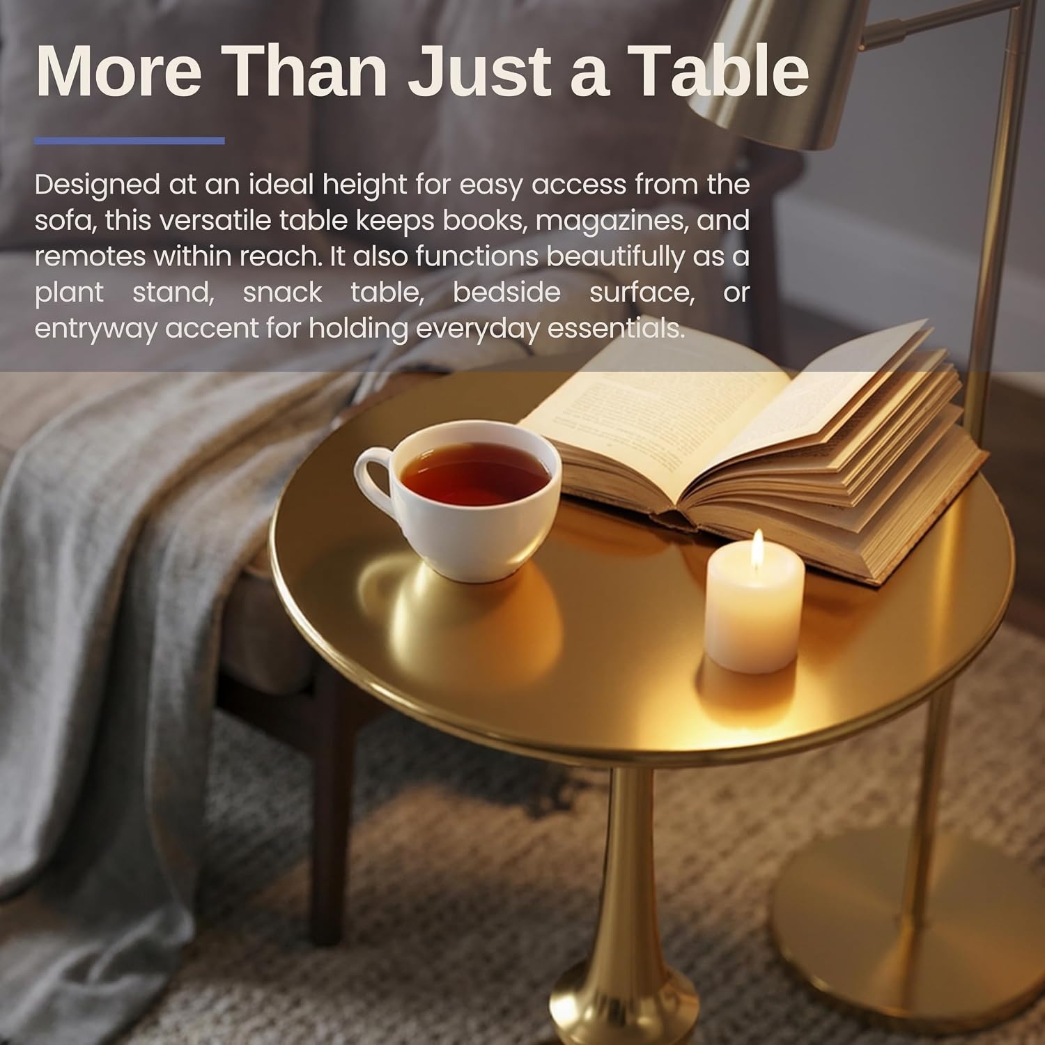image:imageLavish Home Iron Pedestal Table Antiqued Gold Side Table Set of 2L 16 x W 16 x H 22