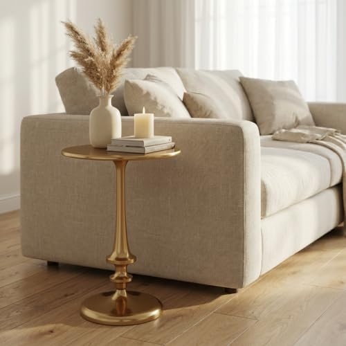 image:imageLavish Home Iron Pedestal Table Antiqued Gold Side Table Set of 2L 16 x W 16 x H 22
