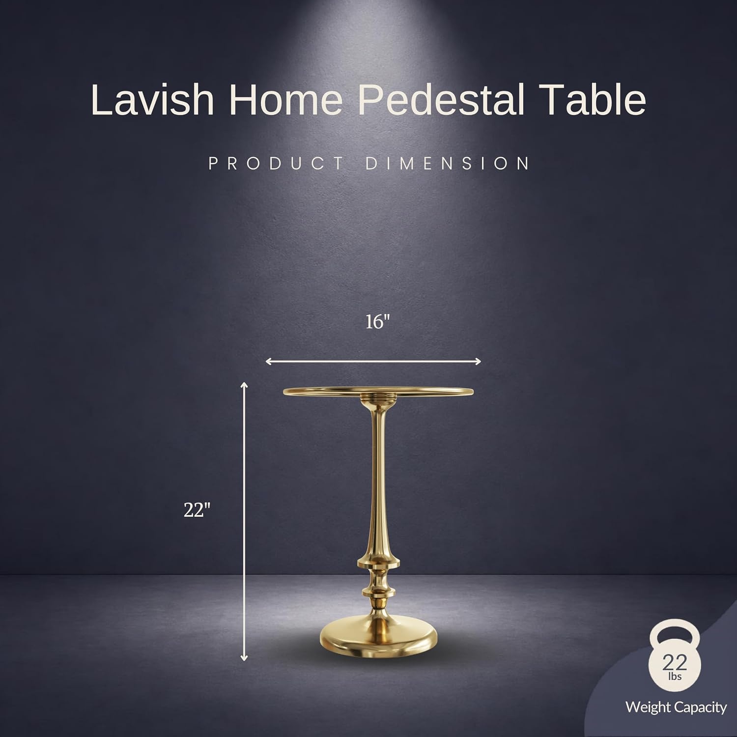 image:imageLavish Home Iron Pedestal Table Antiqued Gold Side Table Set of 2L 16 x W 16 x H 22