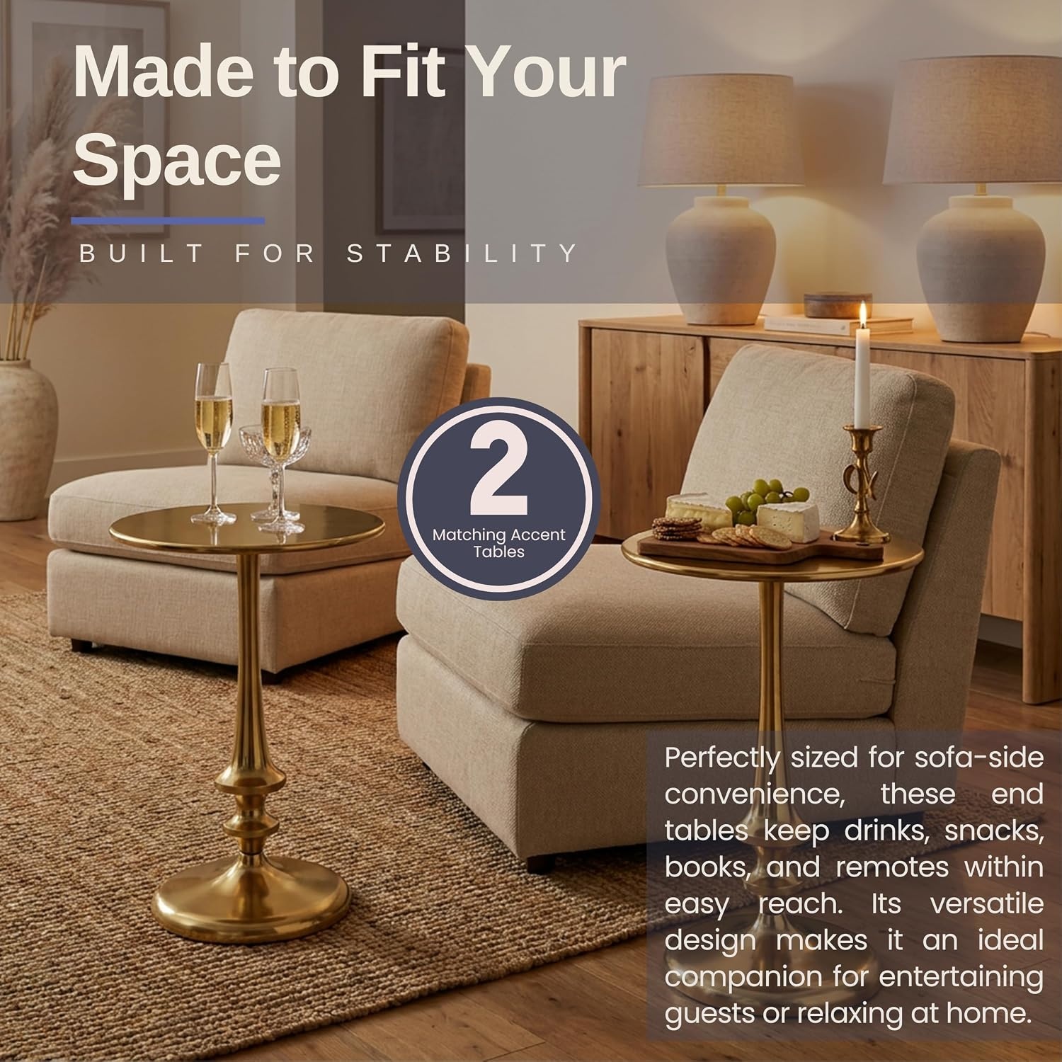 image:imageLavish Home Iron Pedestal Table Antiqued Gold Side Table Set of 2Set of 2