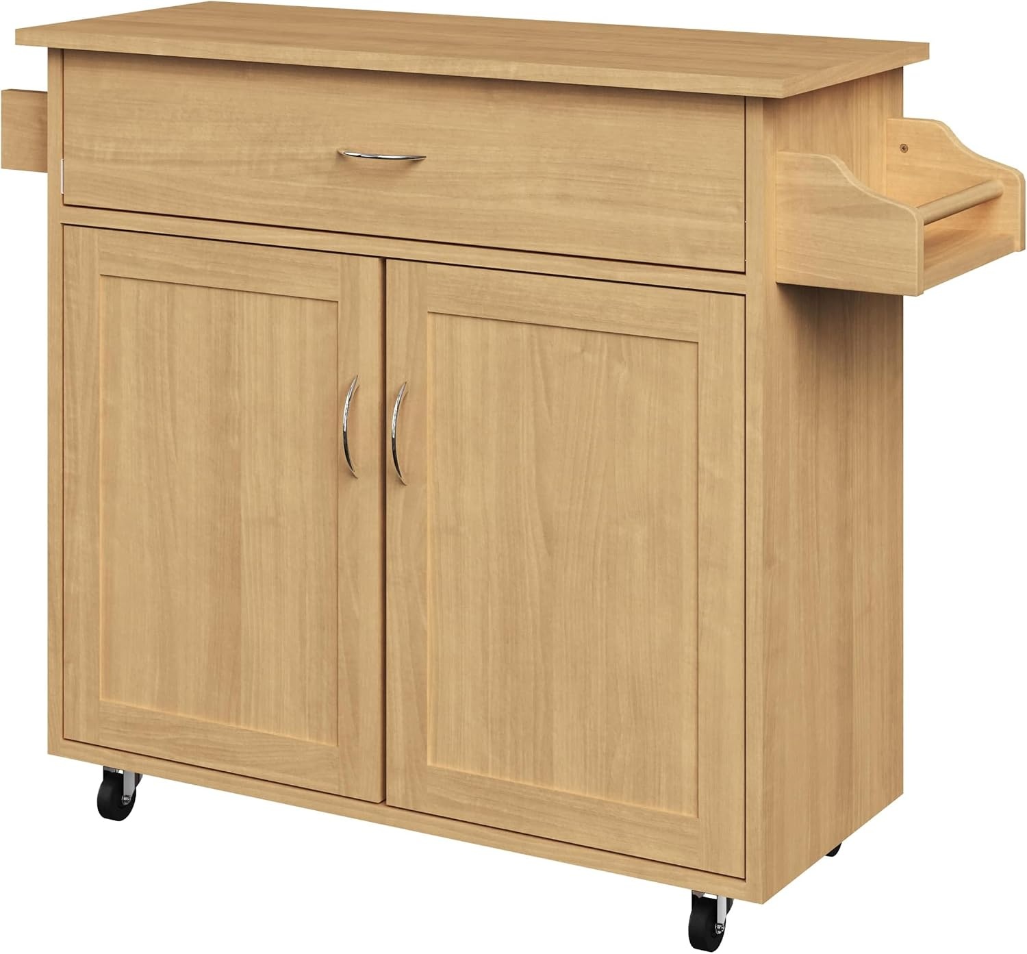 image:imageLavish Home Mobile Kitchen Island with Spice Rack Shelves amp Cabinet WhiteOak