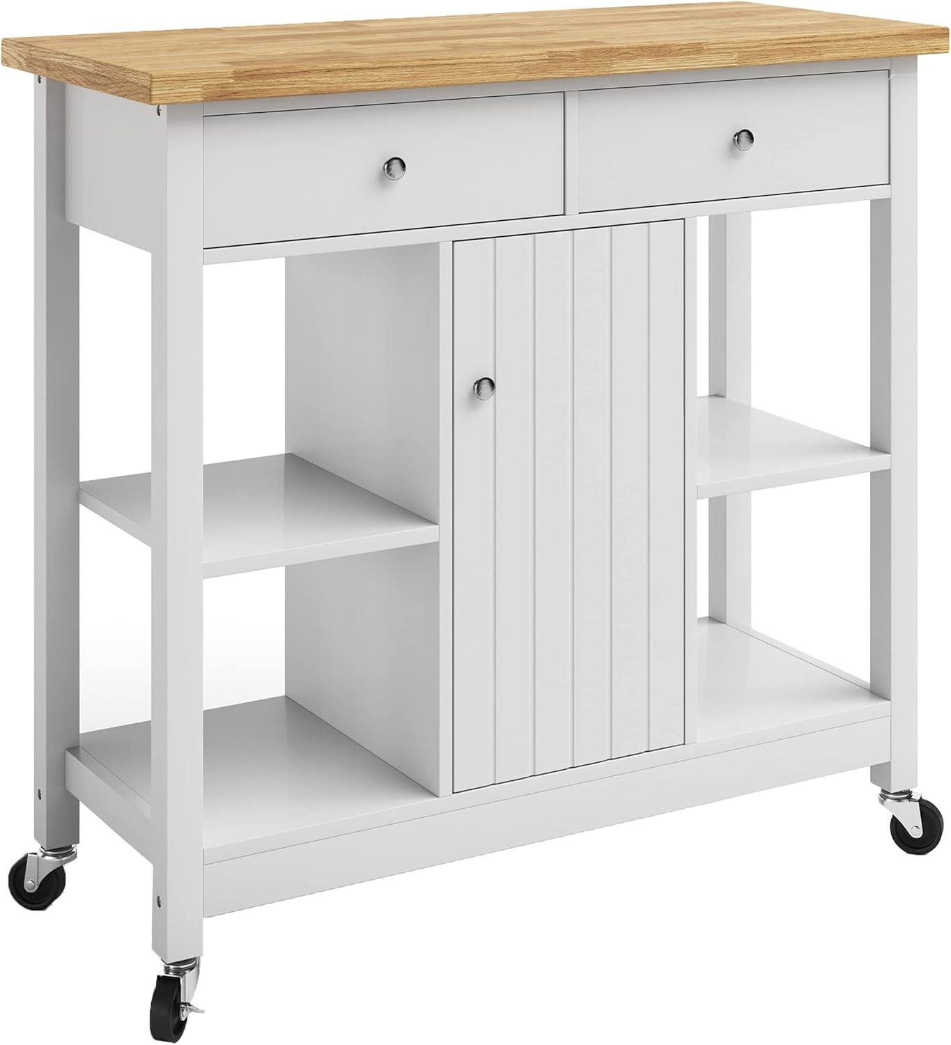image:imageLavish Home Mobile Kitchen Island with Spice Rack Shelves amp Cabinet WhiteWhite