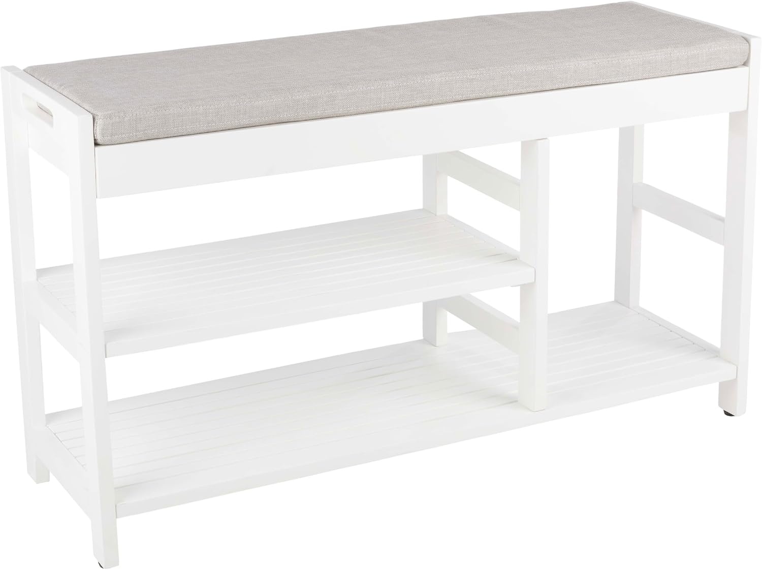 image:imageLavish Home Shoe Bench 3Tier Wooden Shoe Rack for Entryway Mudroom or Bedroom Entryway Shoe Storage with Padded Seat Cushion BlackWhite