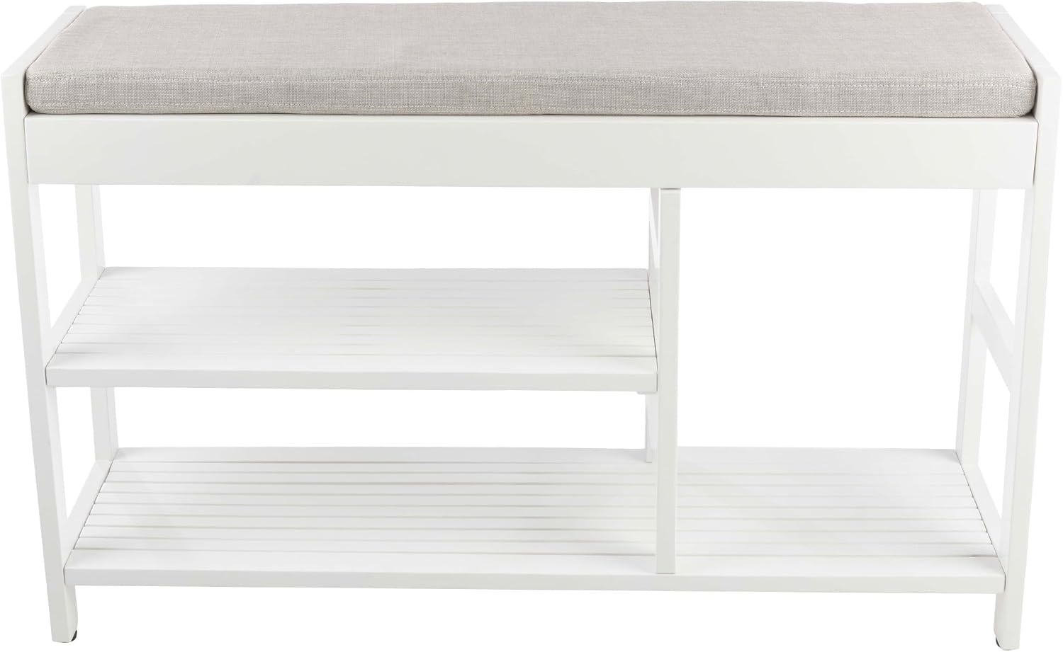 image:imageLavish Home Shoe Bench 3Tier Wooden Shoe Rack for Entryway Mudroom or Bedroom Entryway Shoe Storage with Padded Seat Cushion BlackWhite
