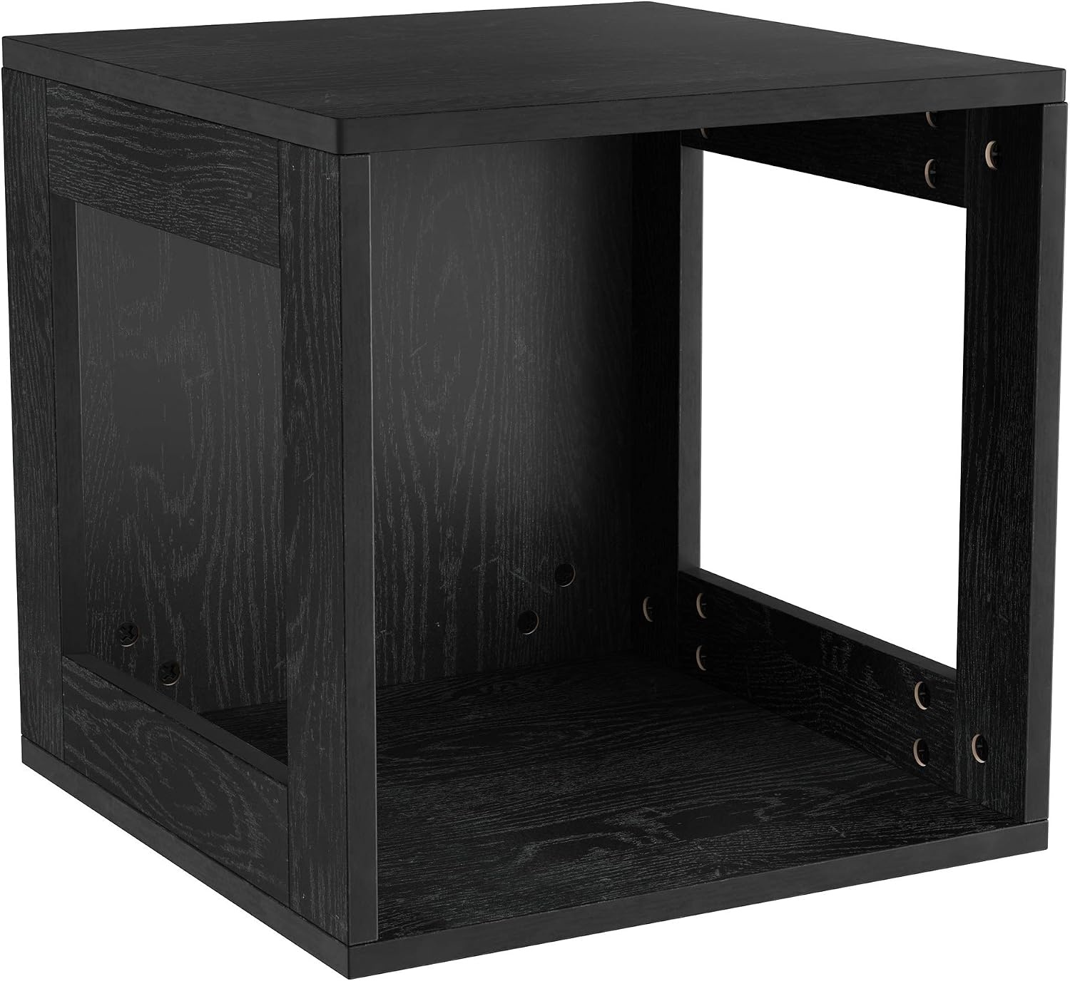 image:imageLavish Home Side Table with Storage Set of 2 Minimalist Modern Nightstand or End Table with Open Sides Stackable Modular Accent Table for Bedroom Living Room or Office Gray WoodgrainBlack