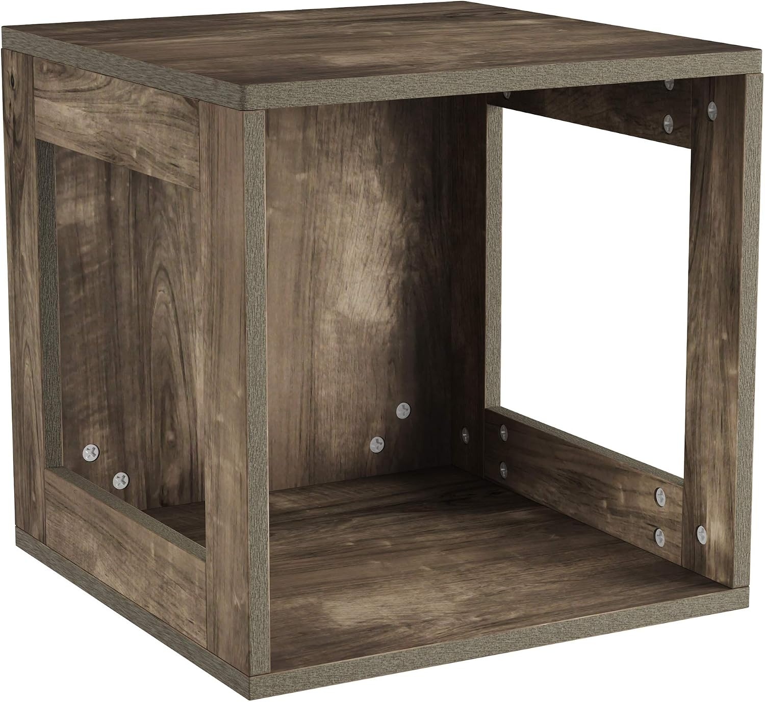 image:imageLavish Home Side Table with Storage Set of 2 Minimalist Modern Nightstand or End Table with Open Sides Stackable Modular Accent Table for Bedroom Living Room or Office Gray WoodgrainGray Woodgrain