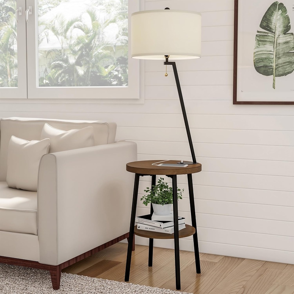 image:imageLavish Home Floor Lamp with Table BrownBlack 1725 x 58