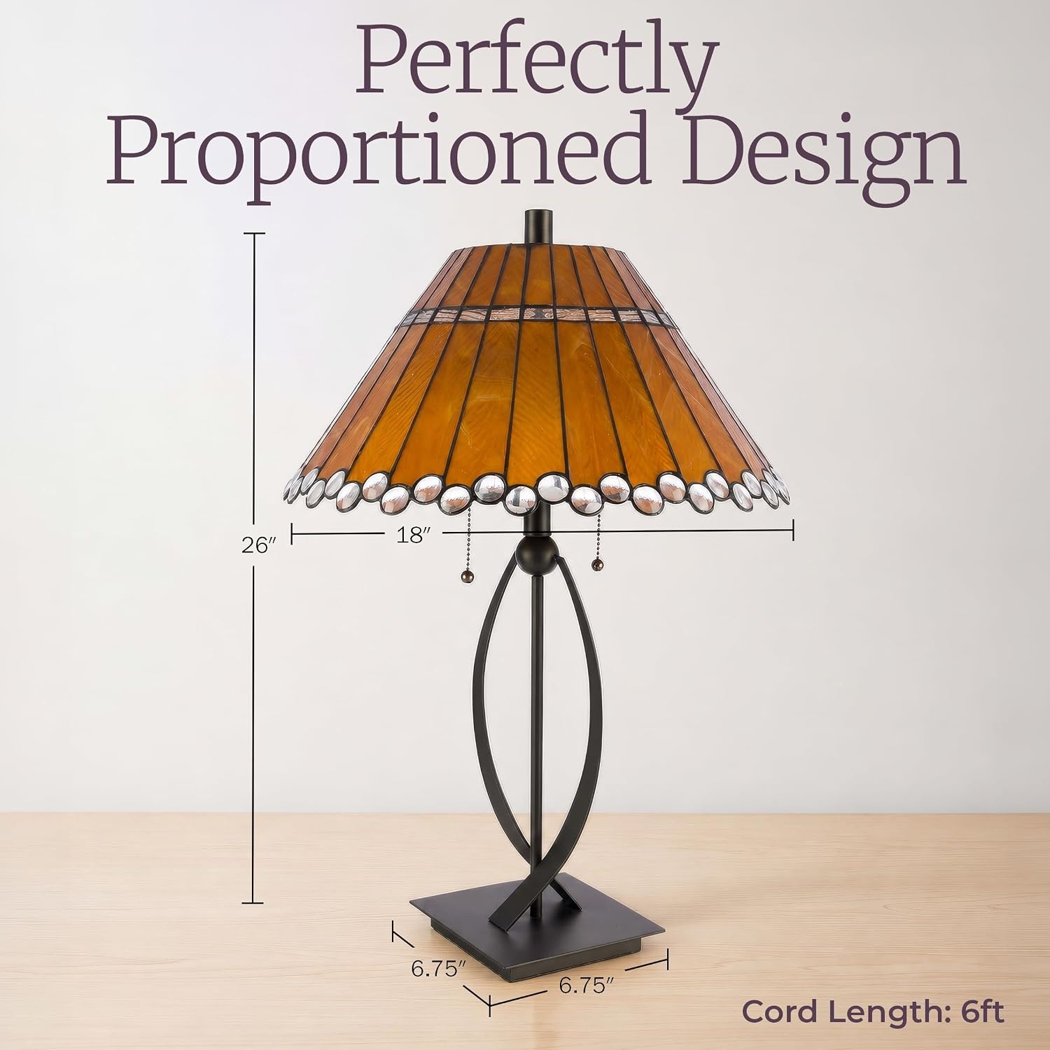 image:imageLavish Home Tiffany Style Table Lamp with Stained Glass Shade BronzeBrown