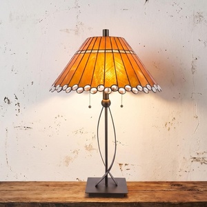 Lavish Home Tiffany Style Table Lamp with Stained Glass Shade, Bronze(Brown)