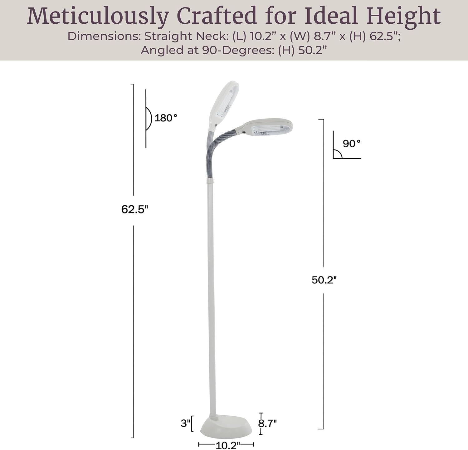 image:imageAdjustable Floor Lamp Full Spectrum Natural Sunlight Lamp with Bendable Neck Reading Crafting Esthetician Floor Light by Lavish Home Beige