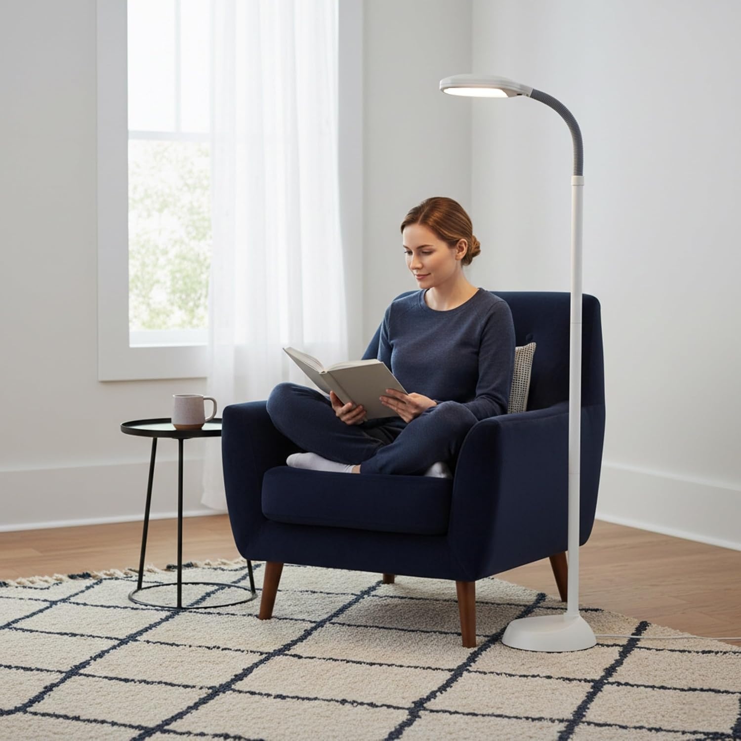 image:imageAdjustable Floor Lamp Full Spectrum Natural Sunlight Lamp with Bendable Neck Reading Crafting Esthetician Floor Light by Lavish Home Beige