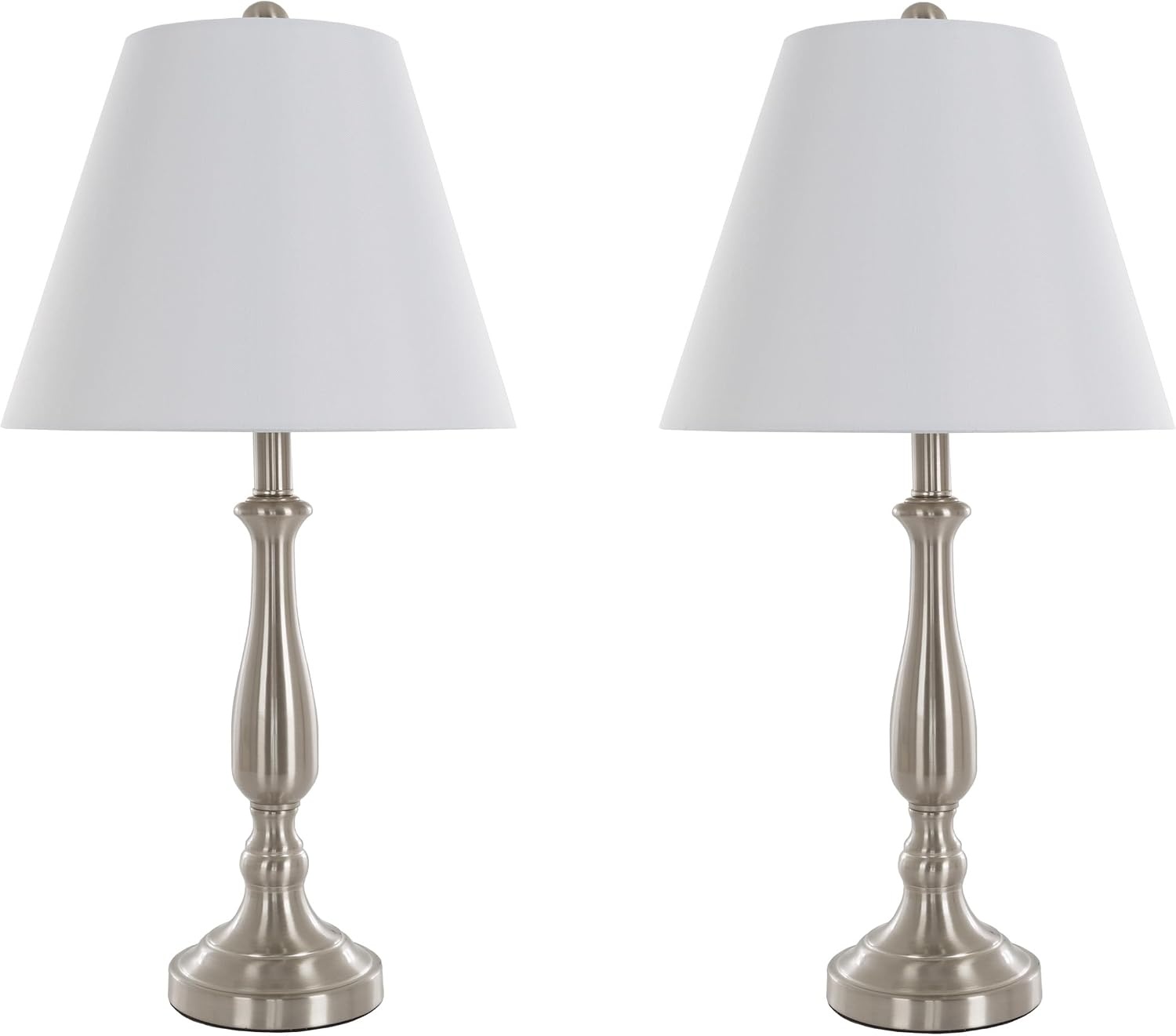 image:imageBrushed Steel Table Lamps Set of 2 Traditional Accent Lights with LED Bulbs Home Dcor for Bedroom Living Room Office or Entry by Lavish Home