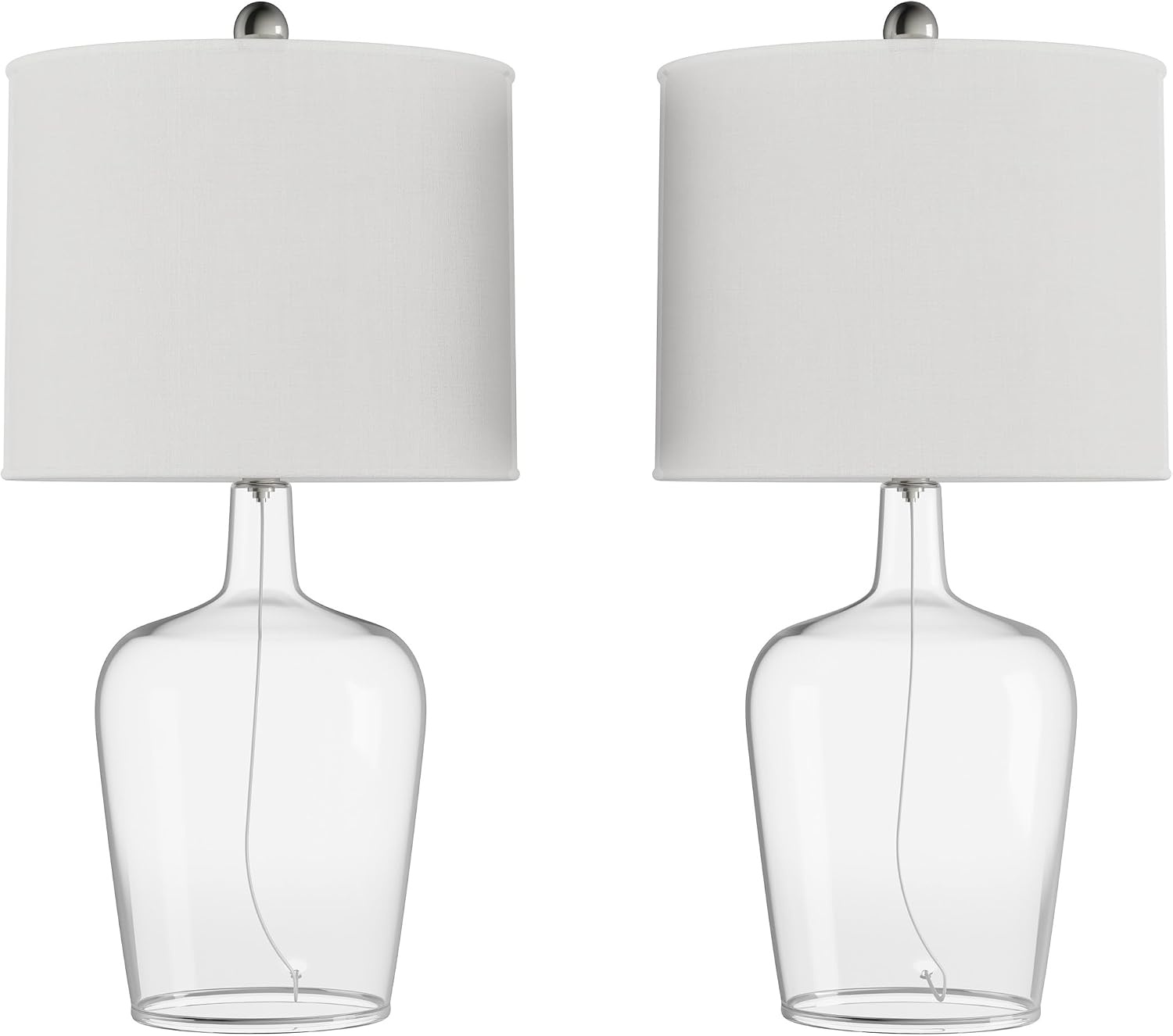 image:imageLavish Home Glass Cloche Table Lamps ClearIvory Set of 2 14 x 26