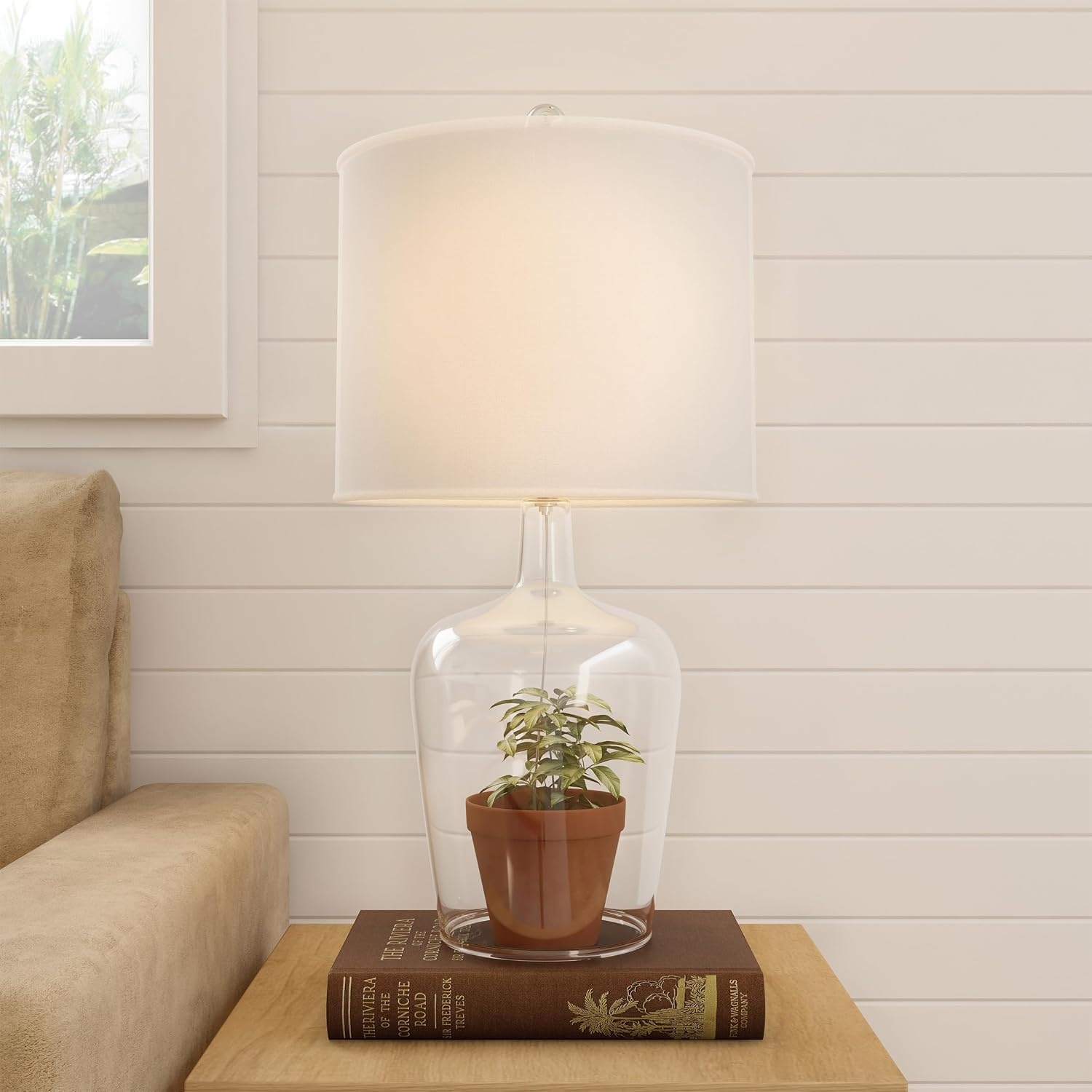 image:imageLavish Home Glass Cloche Table Lamps ClearIvory Set of 2 14 x 26
