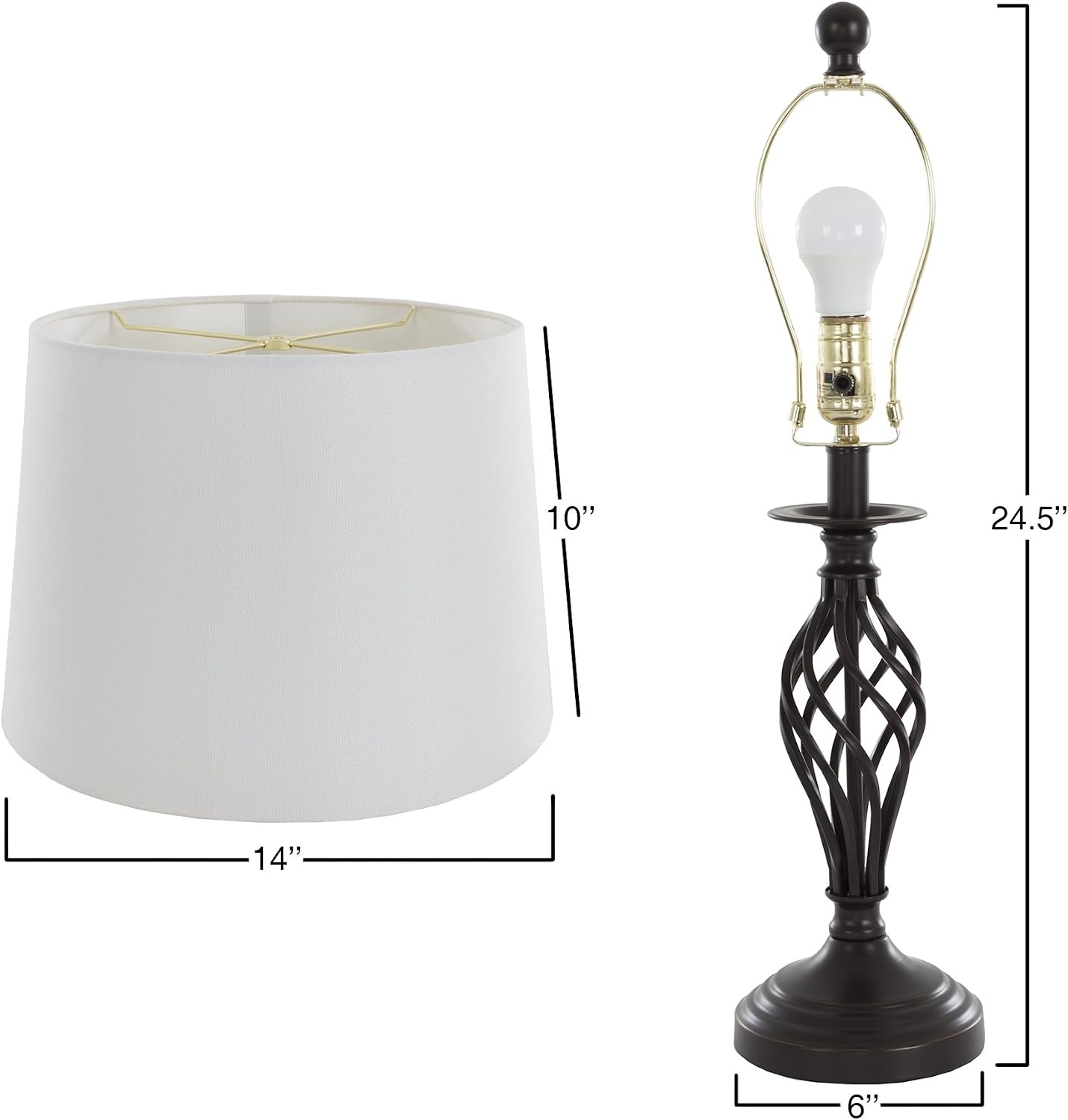 image:imageLavish Home Spiral Cage Table Lamps Oil Rubbed Bronze Set of 2 14x245