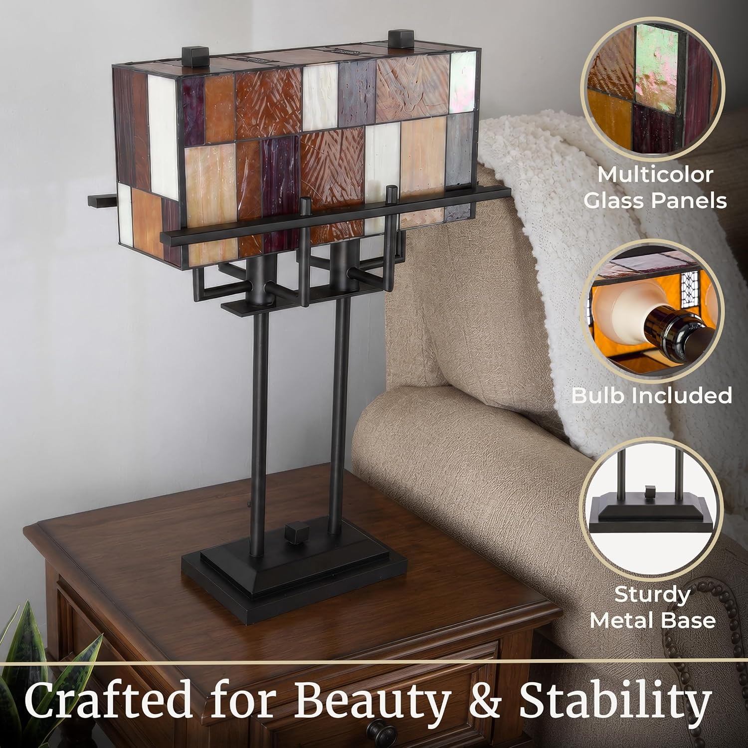image:imageLavish Home Stained Glass Tiffany Table Lamp Bronze 1625x675x24