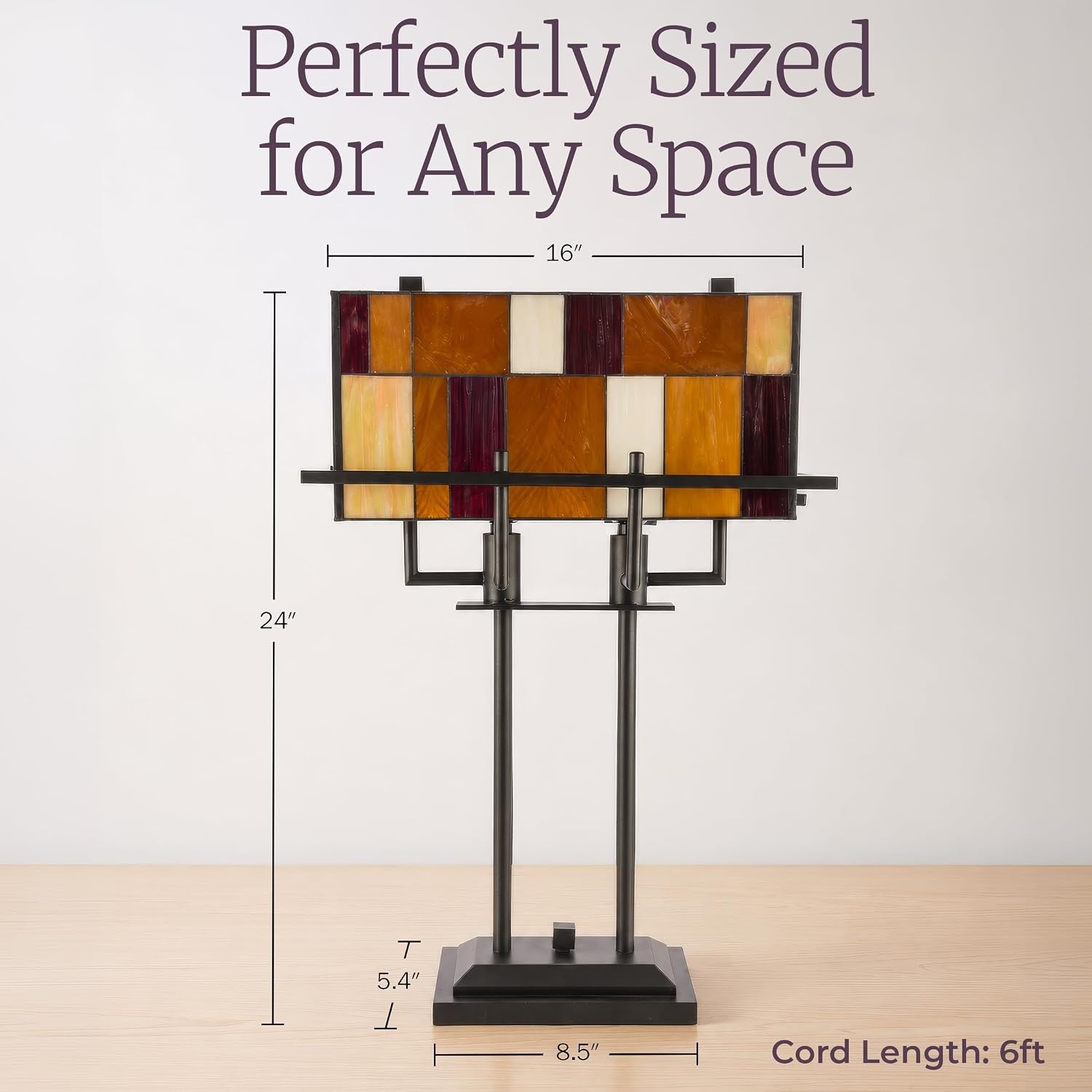 image:imageLavish Home Stained Glass Tiffany Table Lamp Bronze 1625x675x24