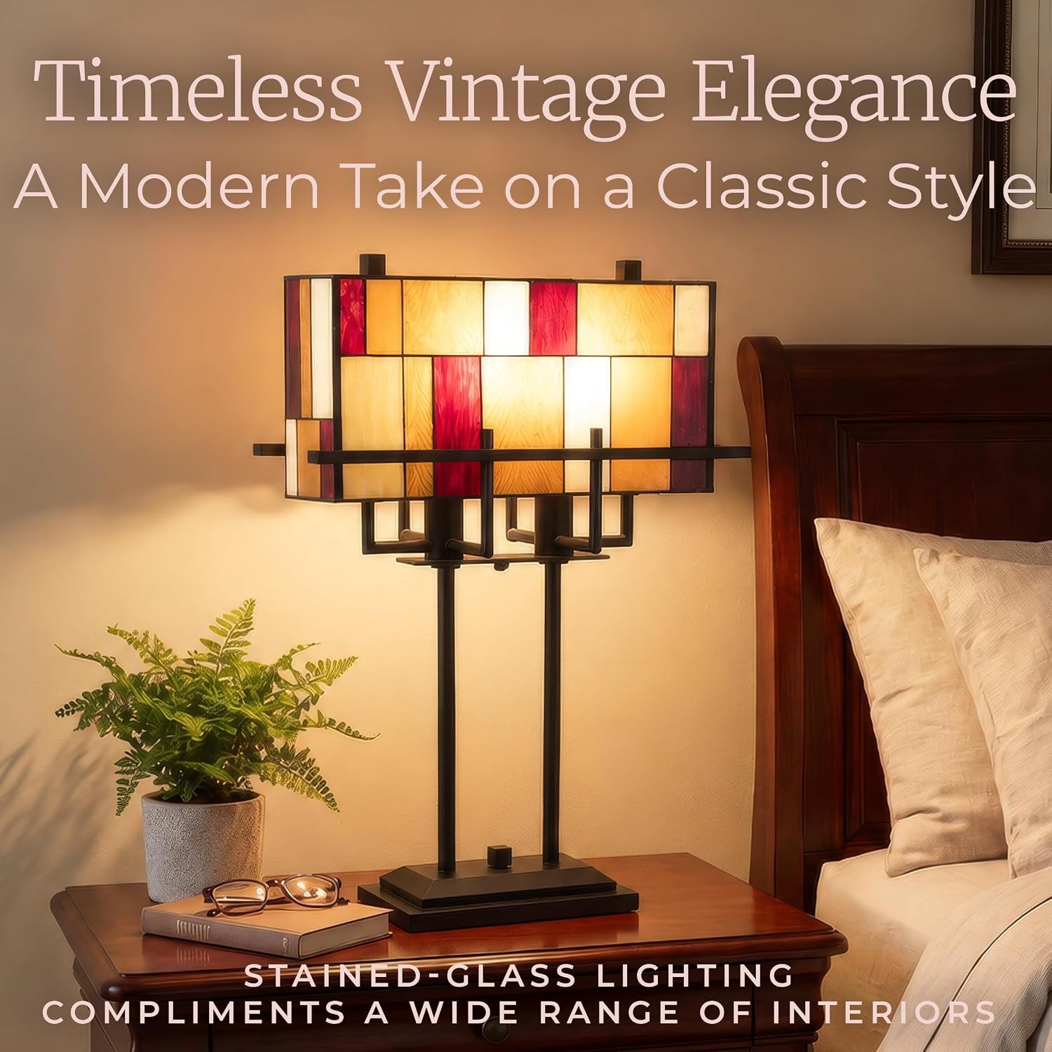 image:imageLavish Home Stained Glass Tiffany Table Lamp Bronze 1625x675x24