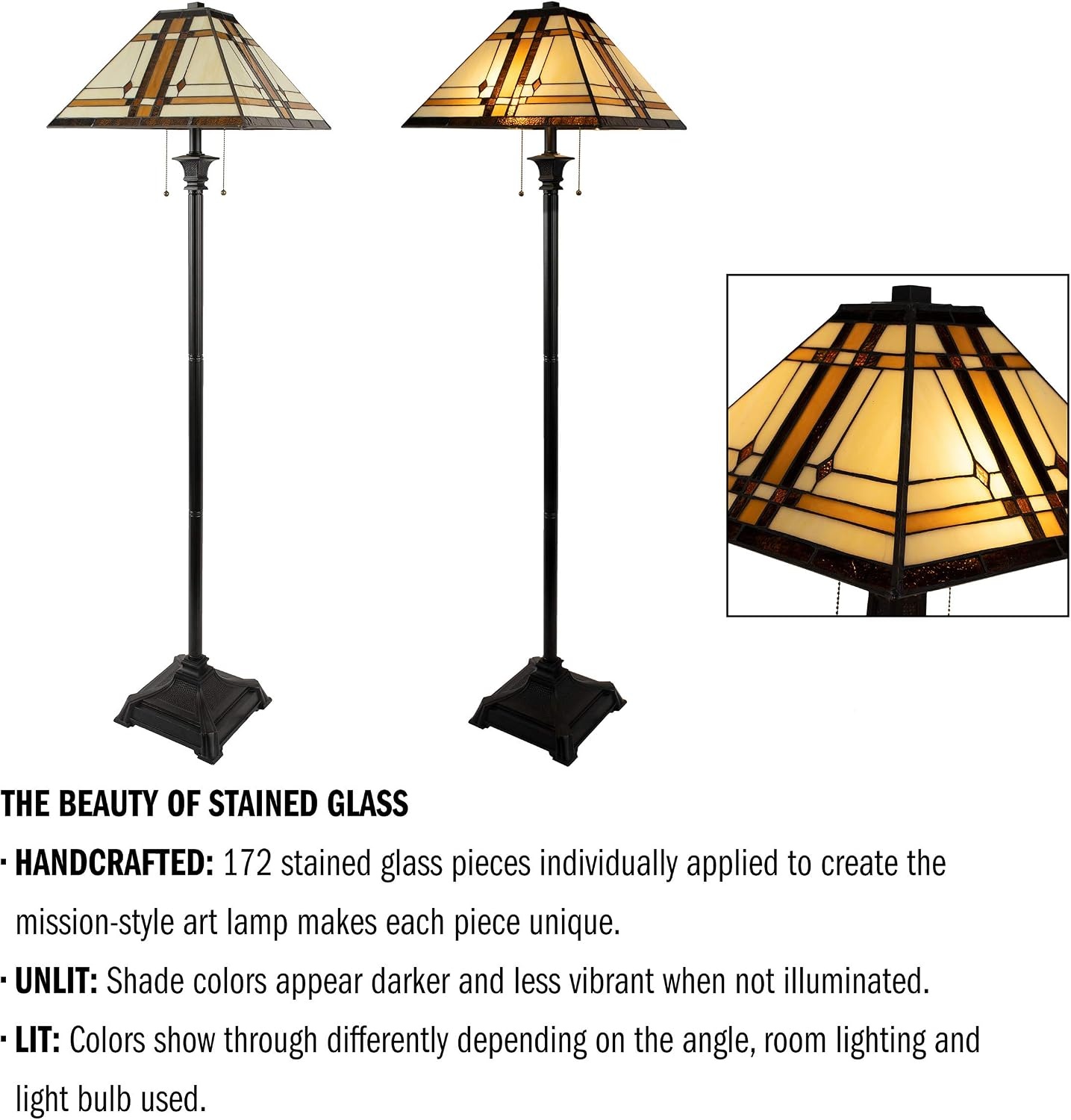 image:imageLavish Home Tiffany Style Floor Lamp 17 x 61Multicolor