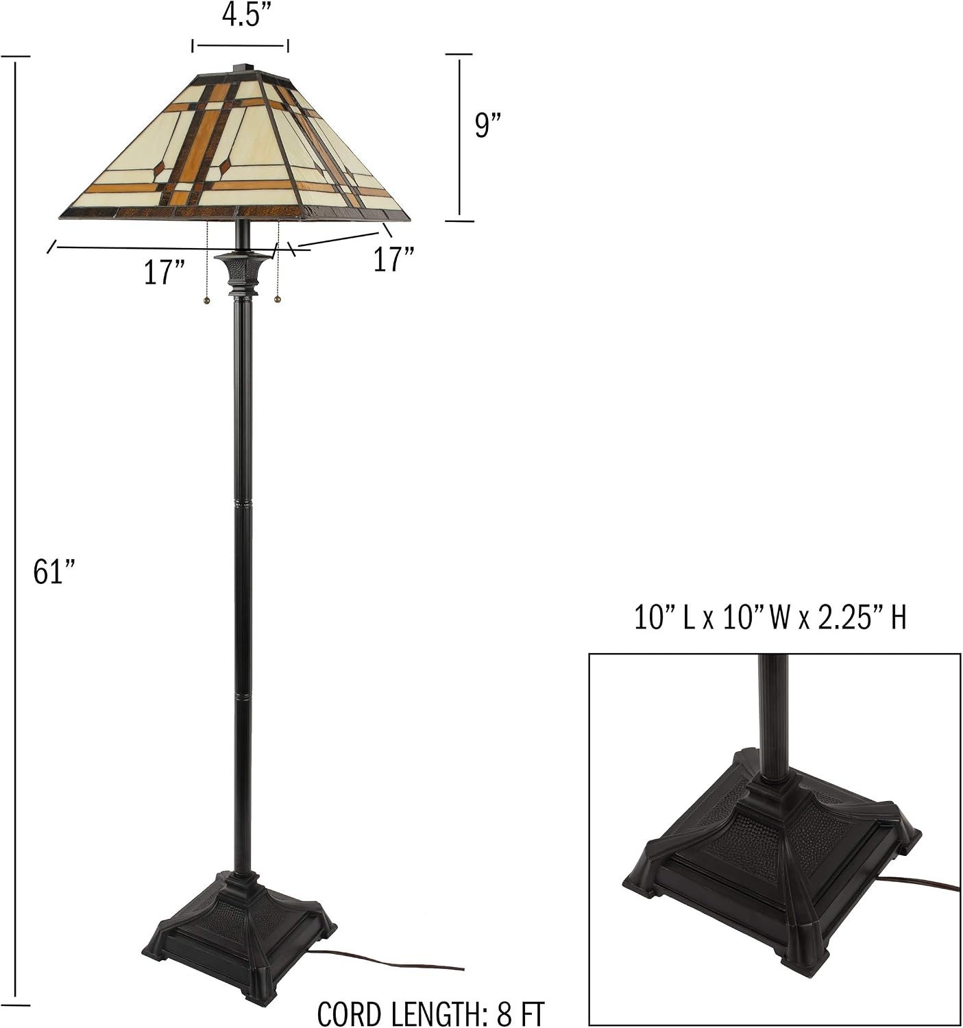 image:imageLavish Home Tiffany Style Floor Lamp 17 x 61Multicolor