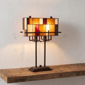 Lavish Home Stained Glass Tiffany Table Lamp, Bronze, 16.25”x6.75”x24”