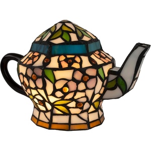 Lavish Home Tiffany Style Teapot Lamp, 10.5” x 7”