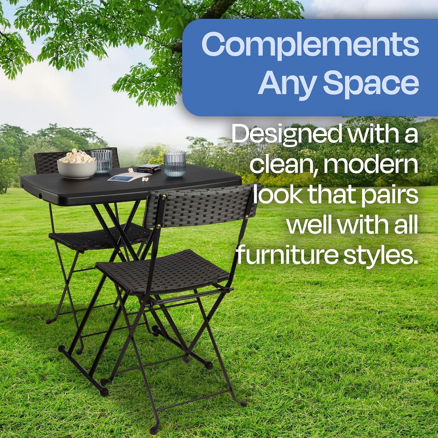 image:imageLavish Home Indoor amp Outdoor Portable Folding Table Black 6ftBlack