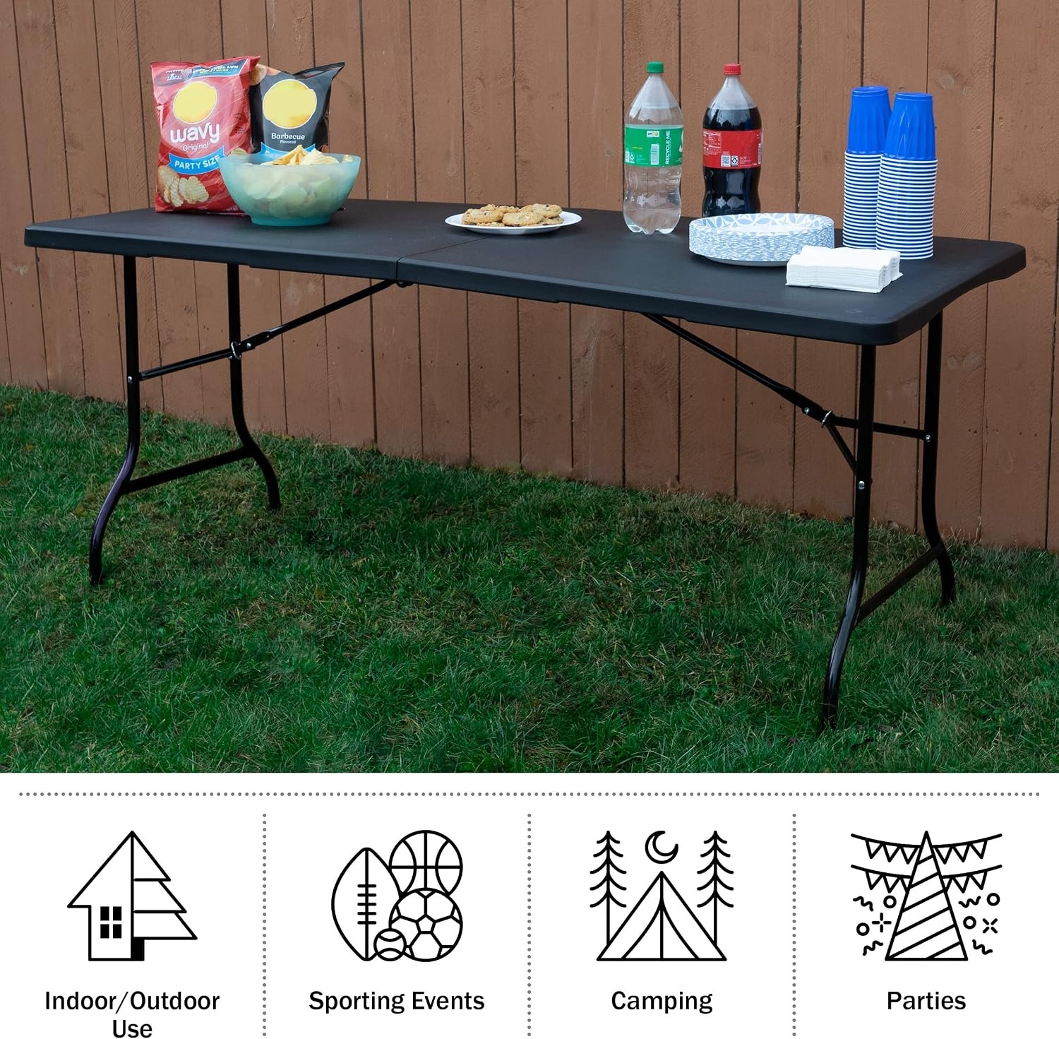 image:imageLavish Home Indoor amp Outdoor Portable Folding Table Black 6ftBlack