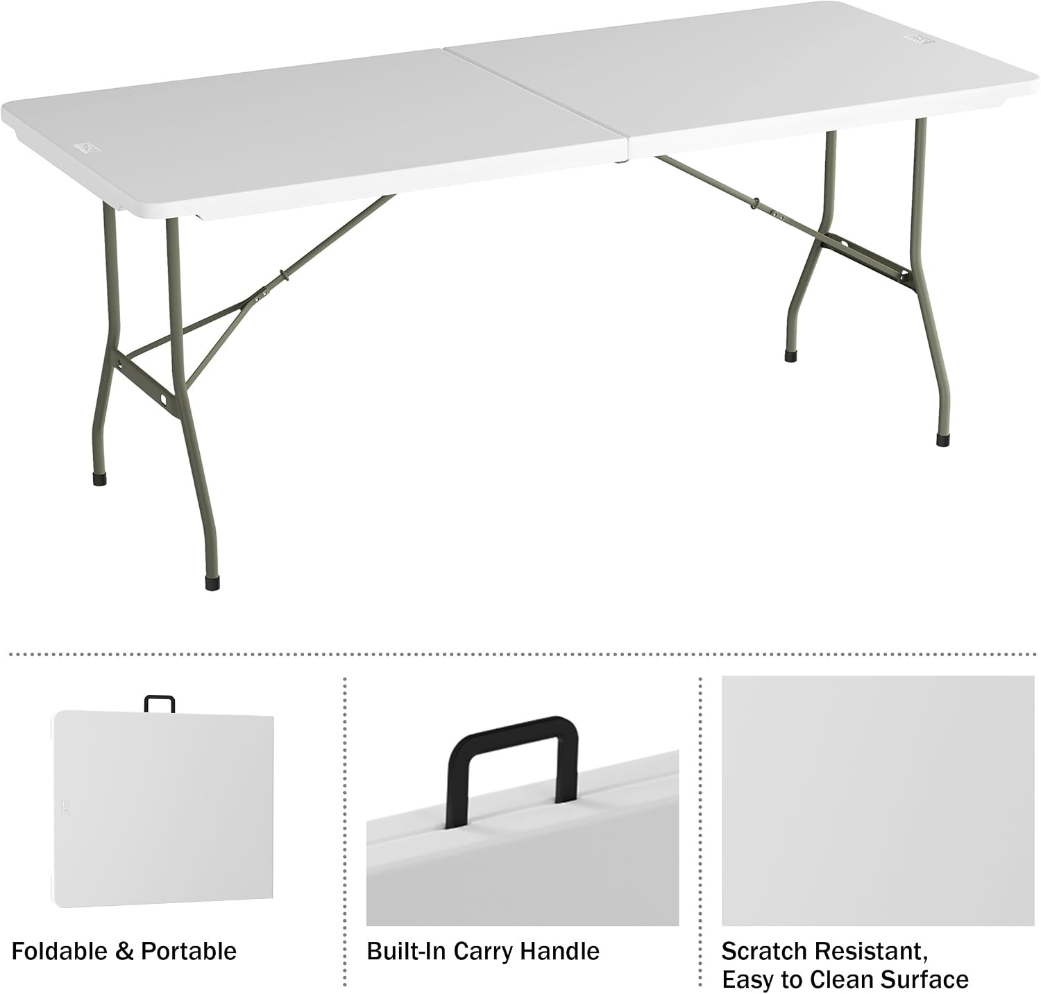 image:imageLavish Home Indoor amp Outdoor Portable Folding Table Black 6ftWhite