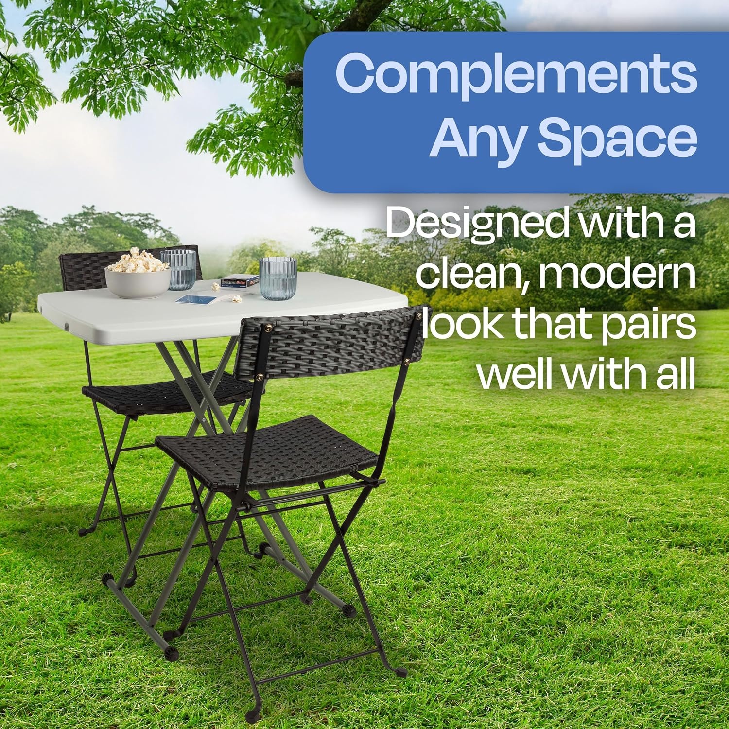 image:imageLavish Home Indoor amp Outdoor Portable Folding Table Black 6ftWhite